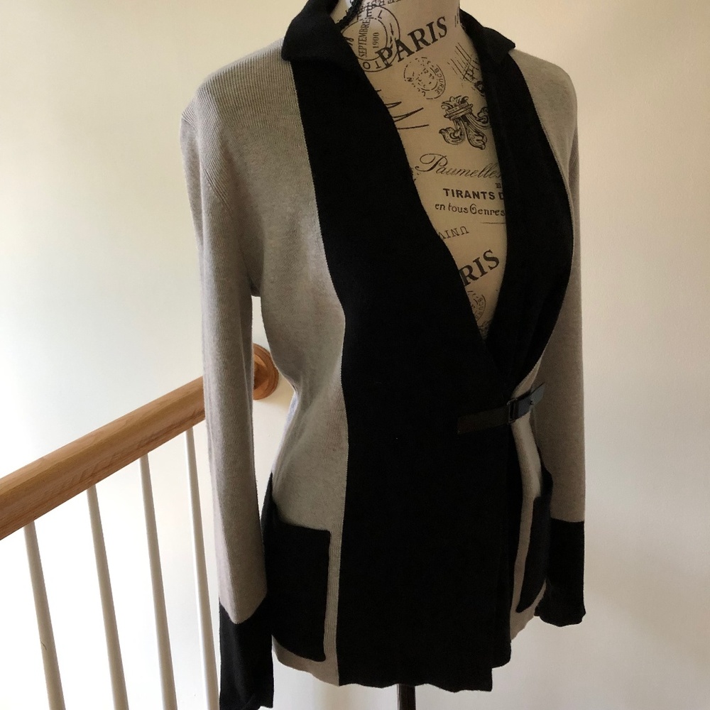 Lafayette 148 Gray and black cardigan